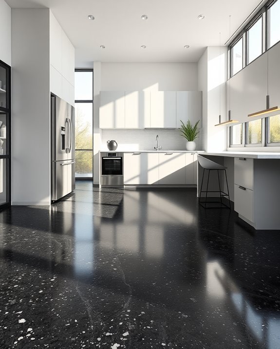 bold black terrazzo flooring