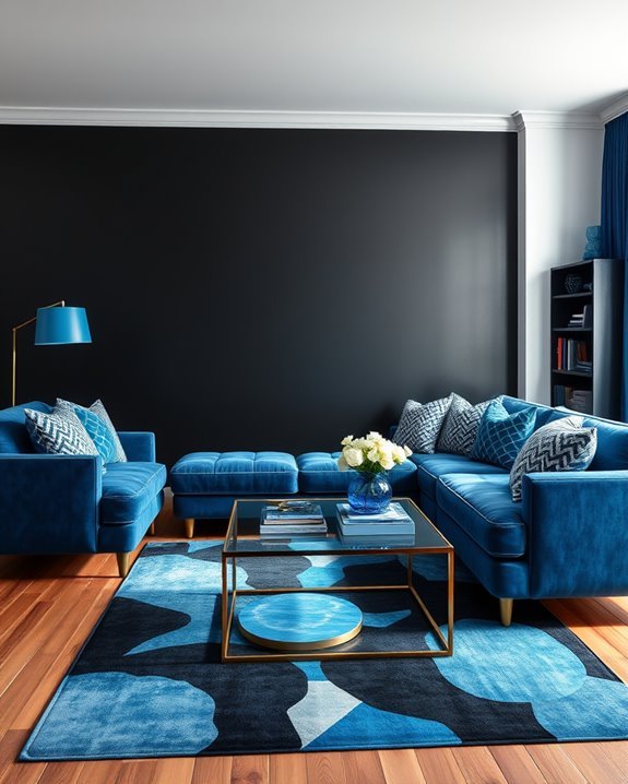 bold black wall vibrant blue