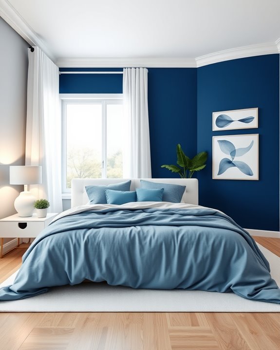 bold blue accent wall