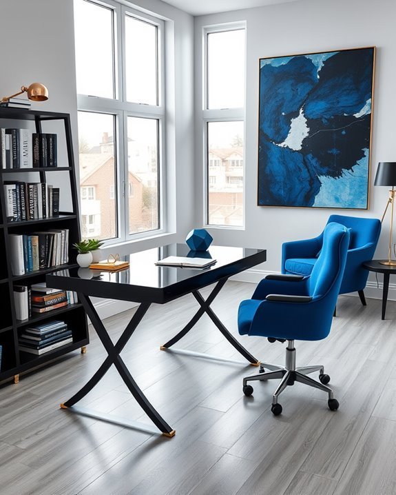 bold blue and black decor