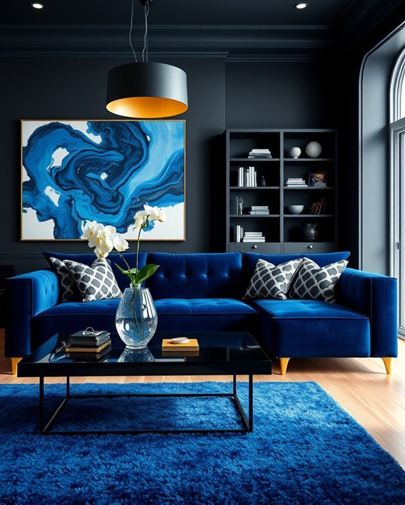 bold blue and black decor