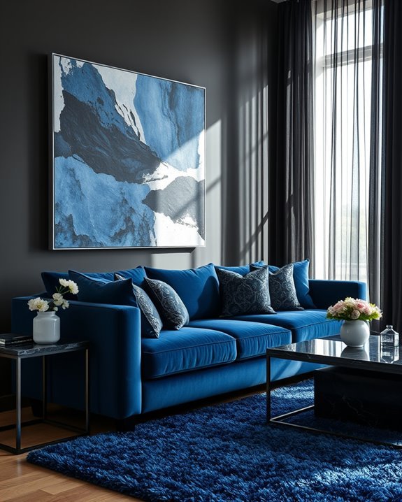 bold blue and black textiles