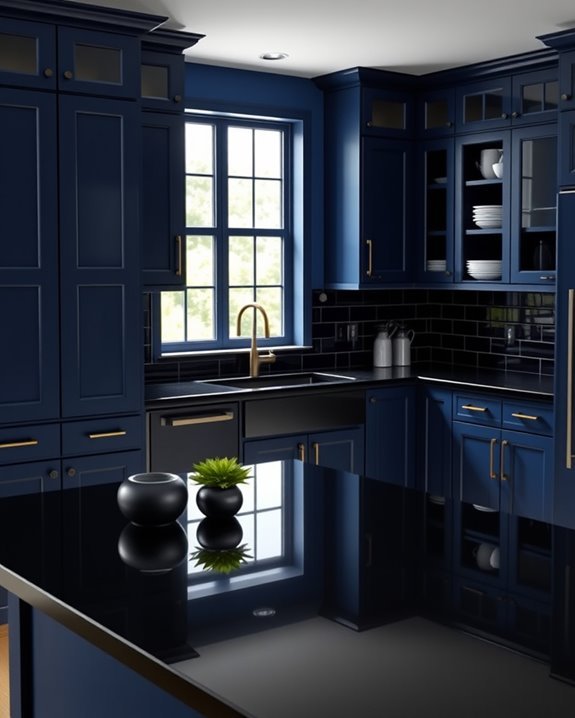 bold blue black kitchen design
