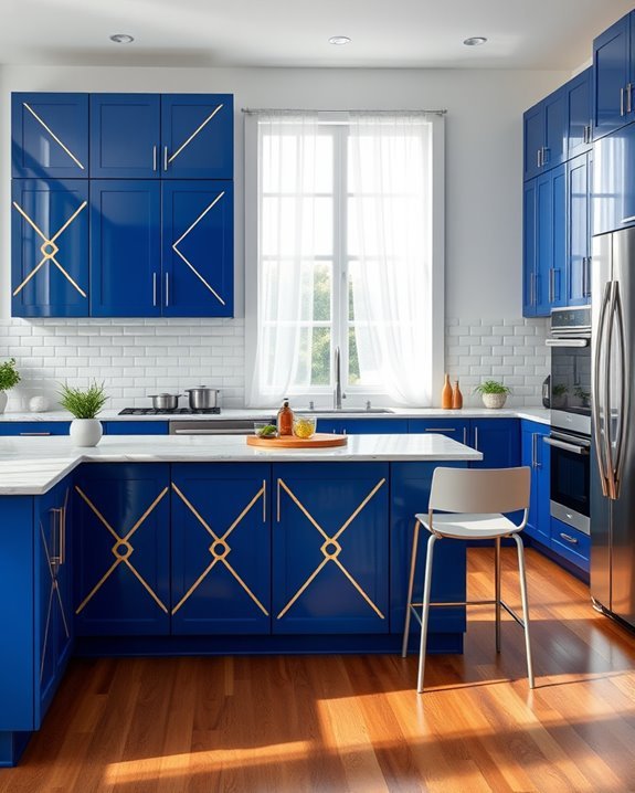 bold blue cabinet patterns