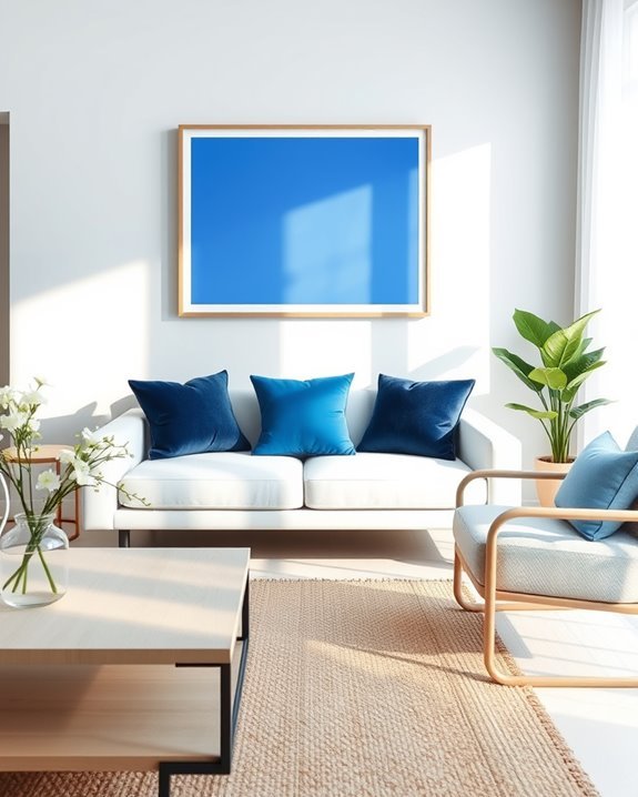 bold blue focal artwork