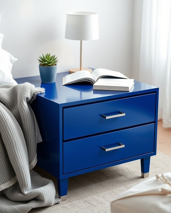 bold blue nightstand statement