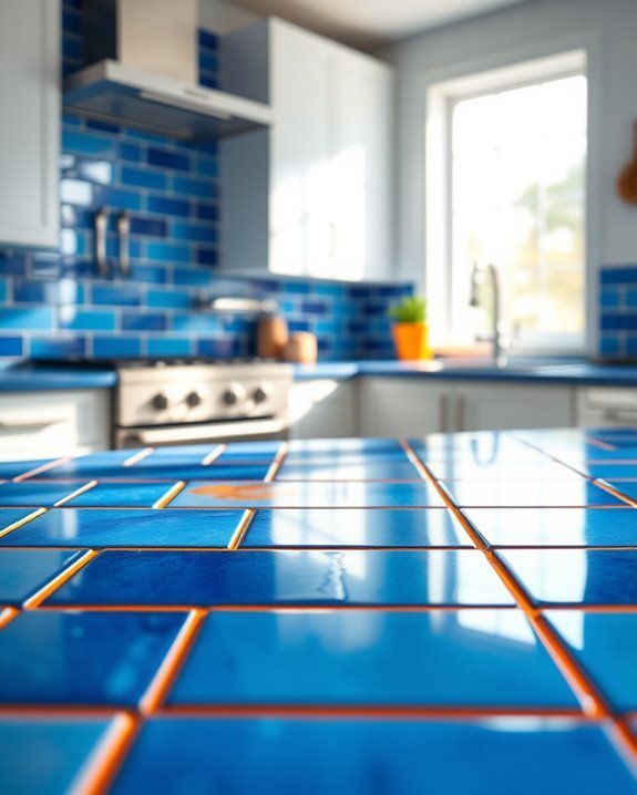 bold blue orange tile combination