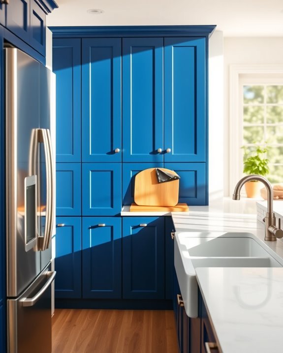 bold blue shaker cabinets