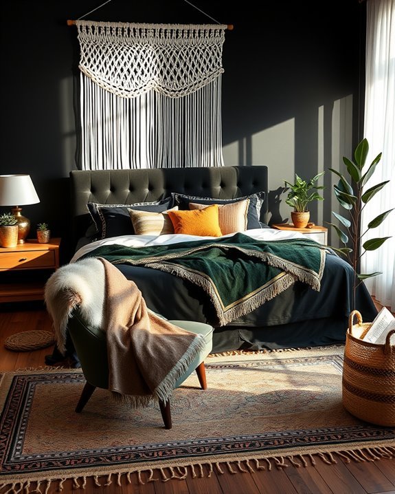 bold bohemian black bedroom