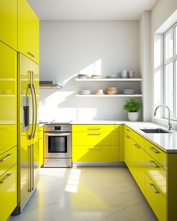 bold chartreuse kitchen statement
