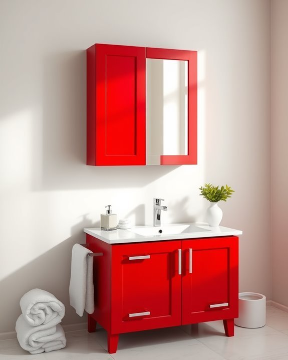 bold cherry red cabinets