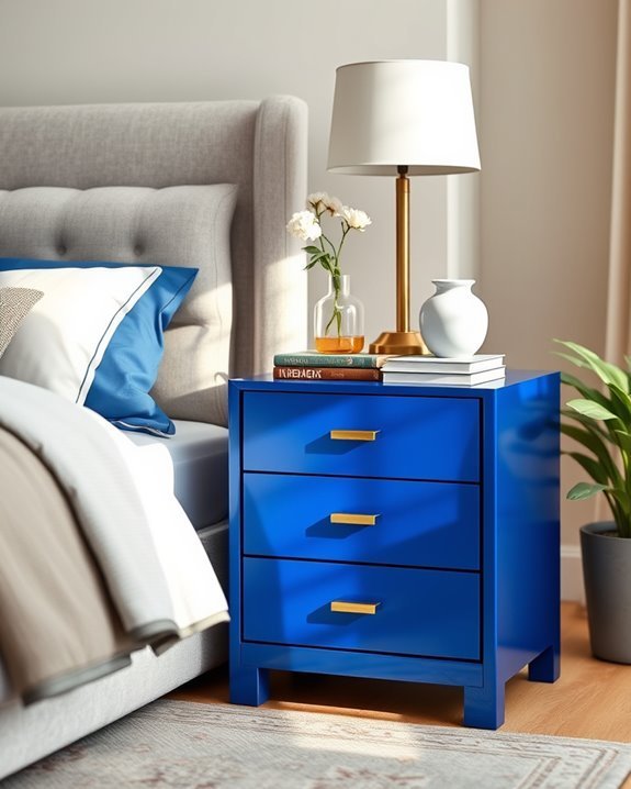 bold cobalt blue nightstand