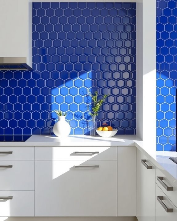 bold cobalt hexagon tiles