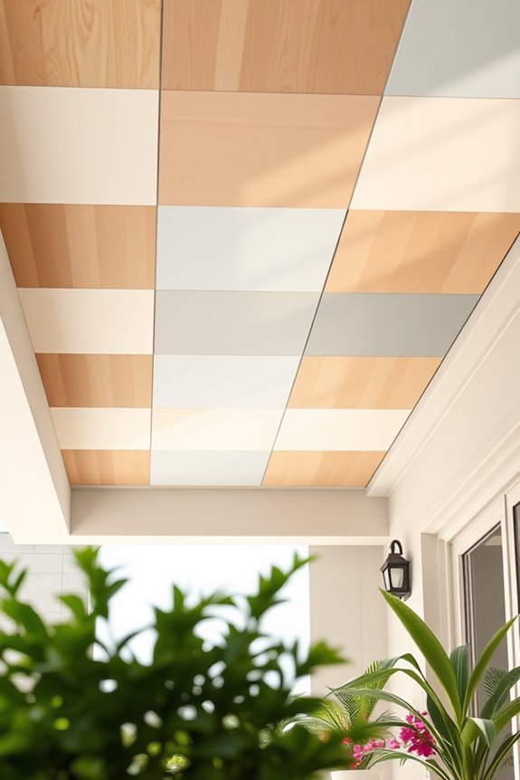 bold color blocked balcony ceiling