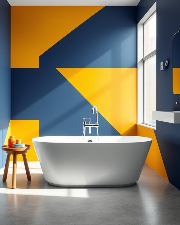 bold color blocked bathroom design