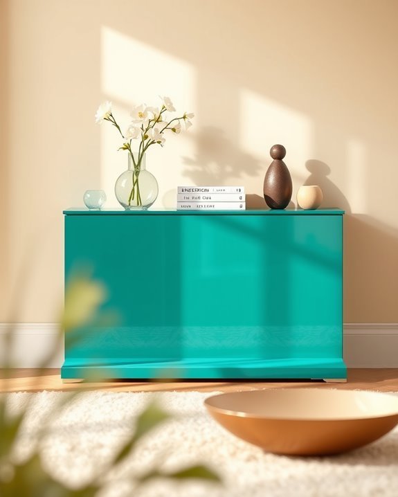 bold color console table