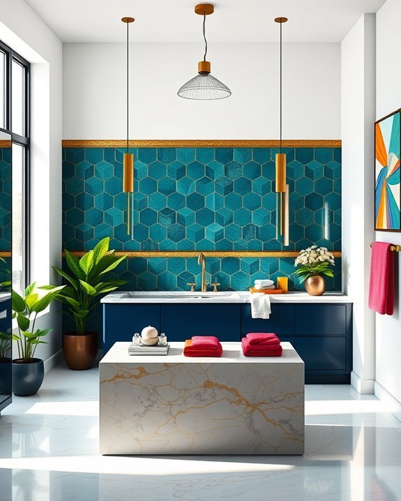 bold colorful bathroom transformation