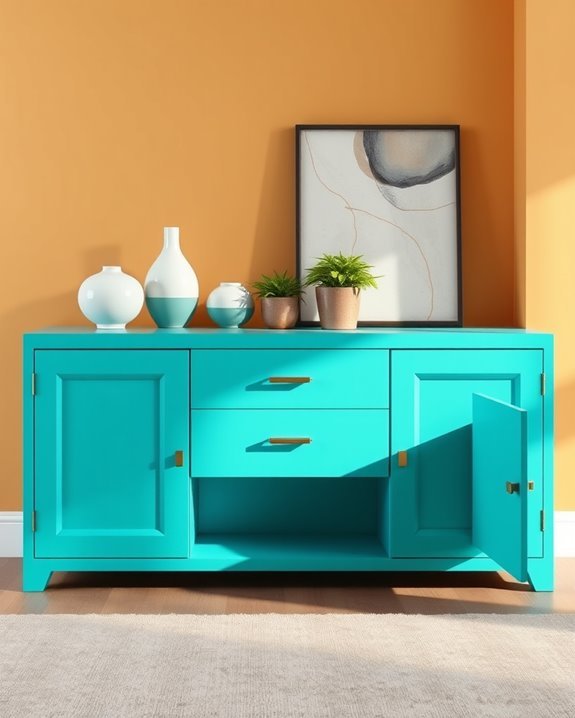 bold colorful sideboard makeover
