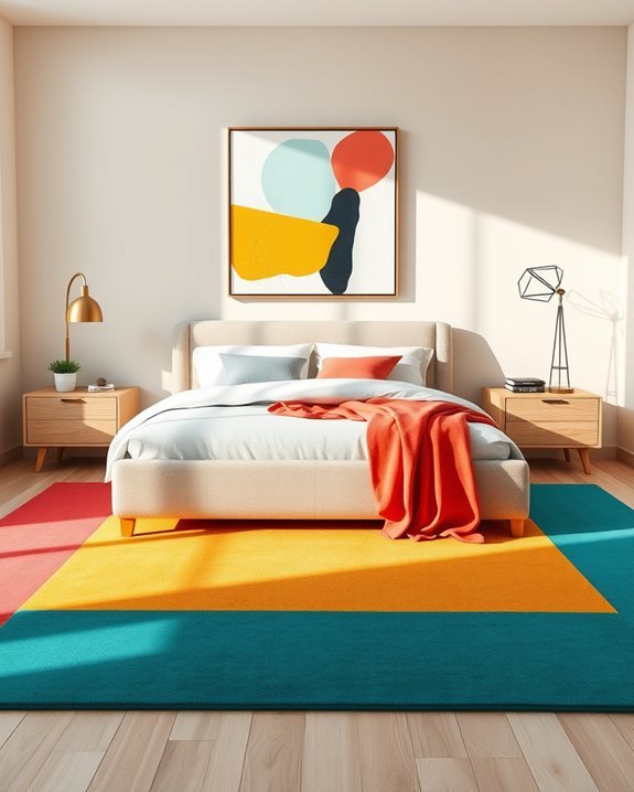 bold colors define bed area