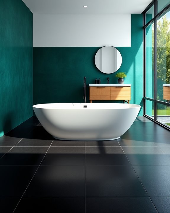 bold colors enhance bathrooms