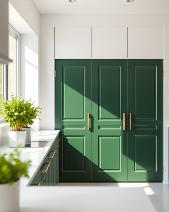 bold dark green doors