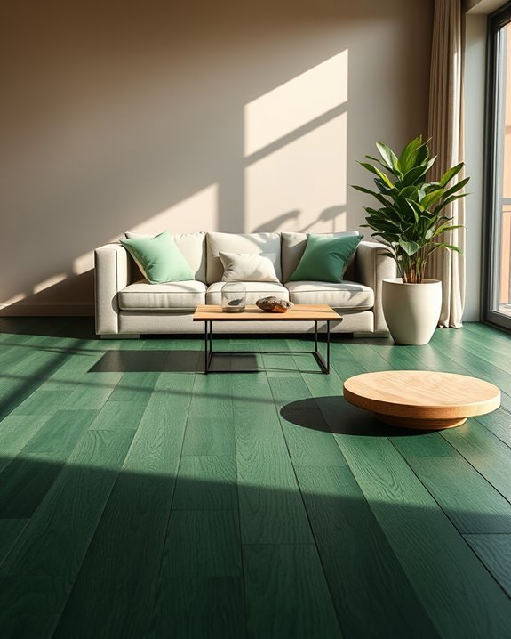 bold dark green flooring