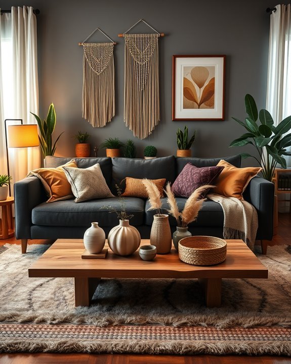 bold dark sofa centerpiece
