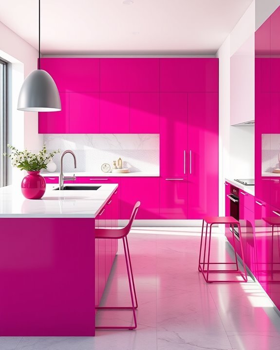 bold fuchsia kitchen accents