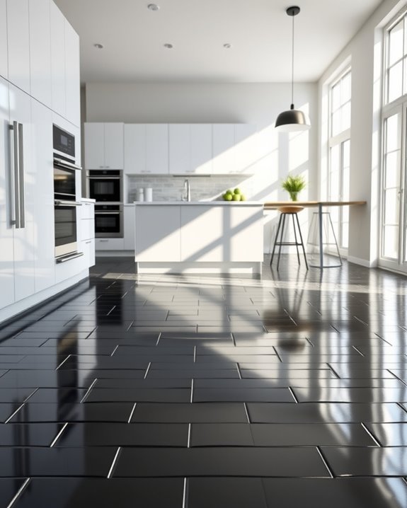 bold glossy black tiles