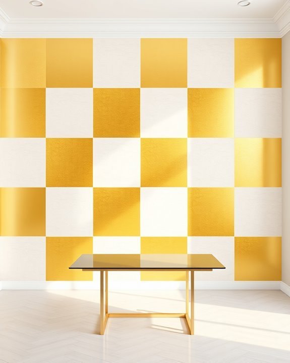 bold golden checkerboard walls