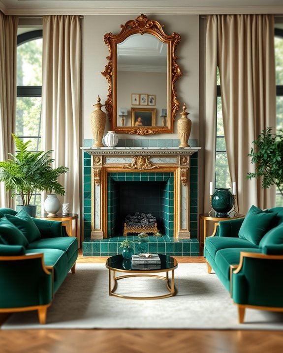 bold green fireplace elegance