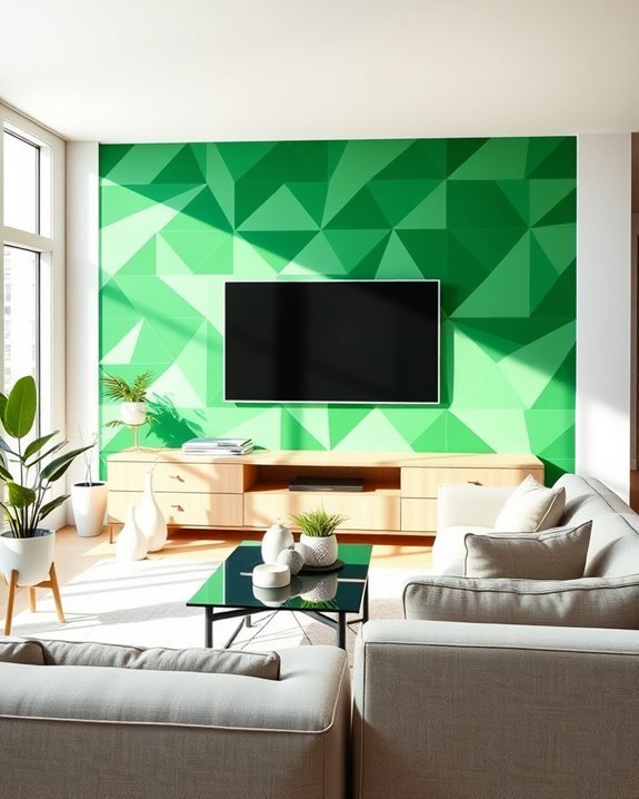 bold green geometric decor
