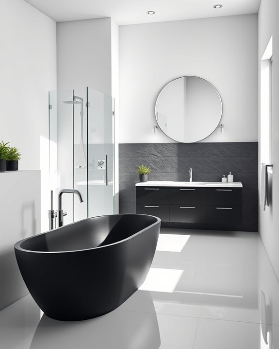 bold high contrast bathroom design