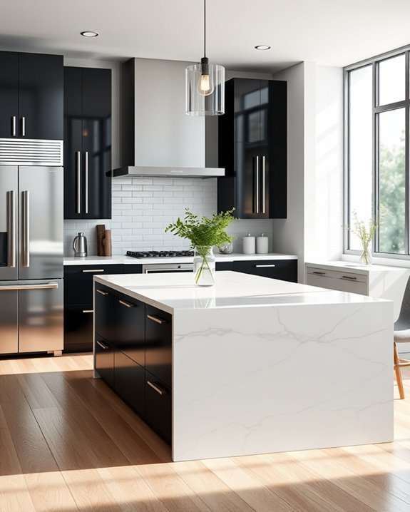 bold high contrast kitchen cabinetry