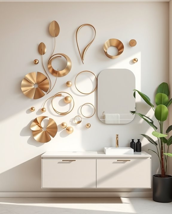 bold metal bathroom art