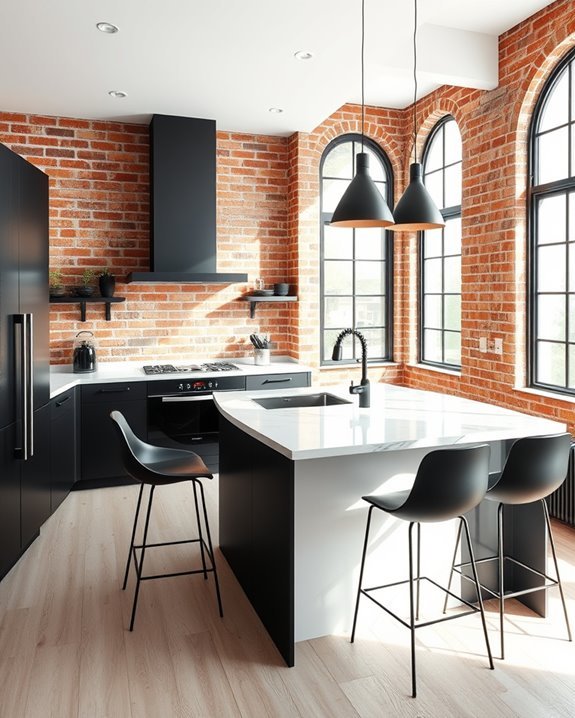 bold monochrome rustic kitchen