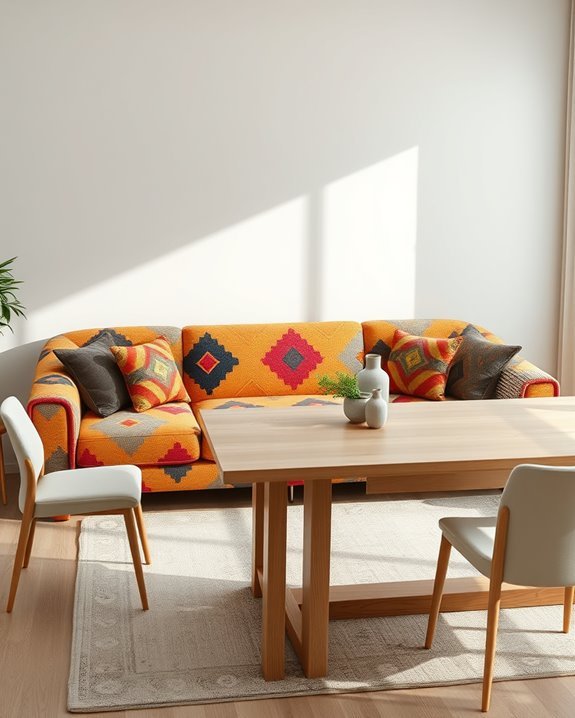 bold patterned upholstered sofas