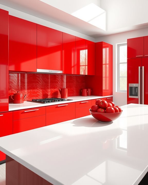 bold red kitchen accents