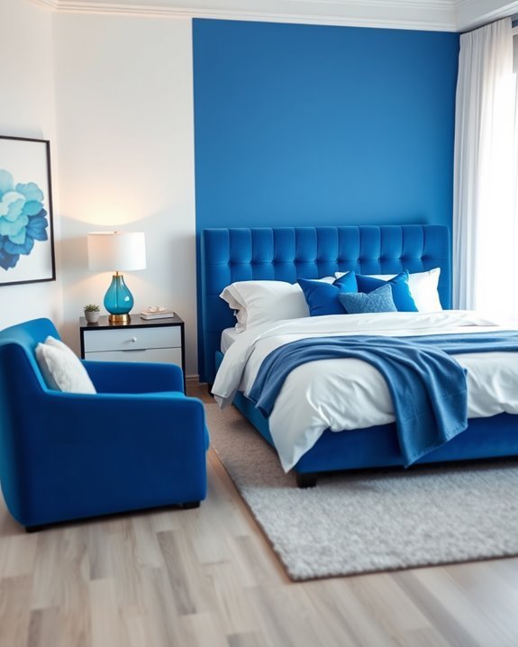 bold royal blue accents