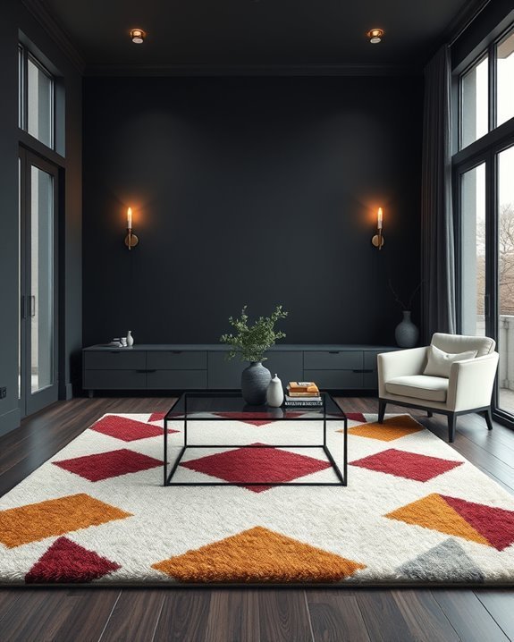 bold rugs dark walls