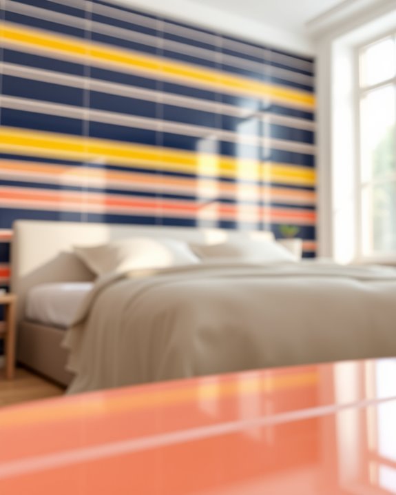 bold stripes enhance bedroom