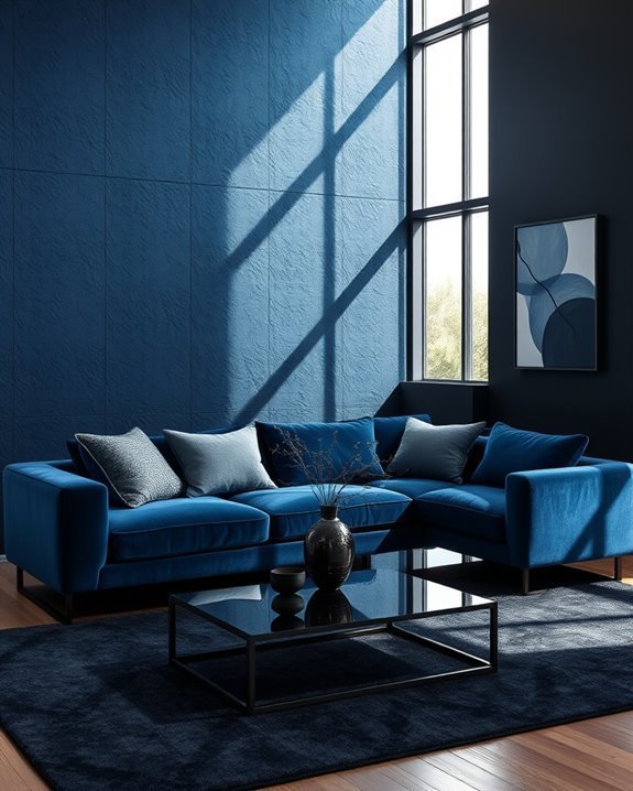 bold textured blue black walls
