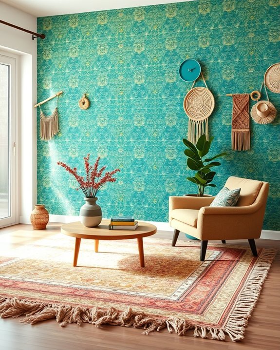 bold textured wallpaper accents