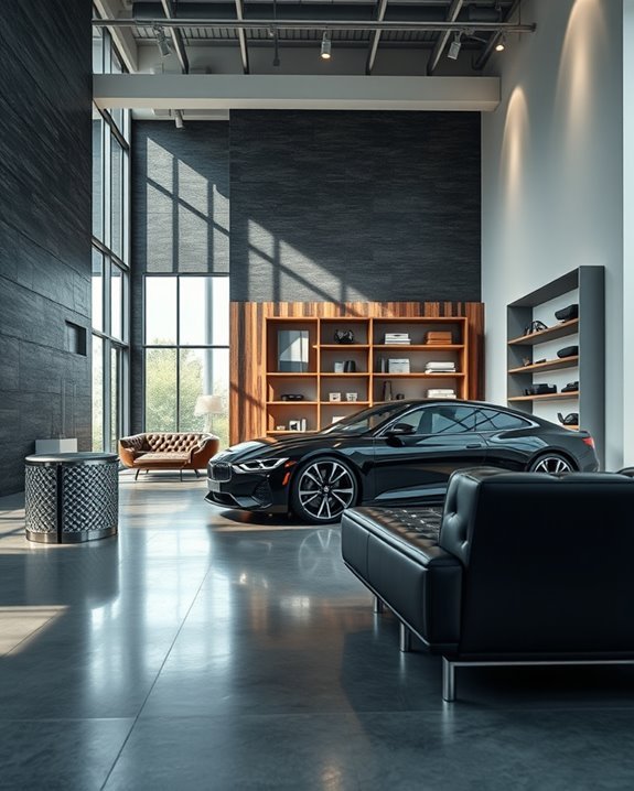 bold textures enhance showroom