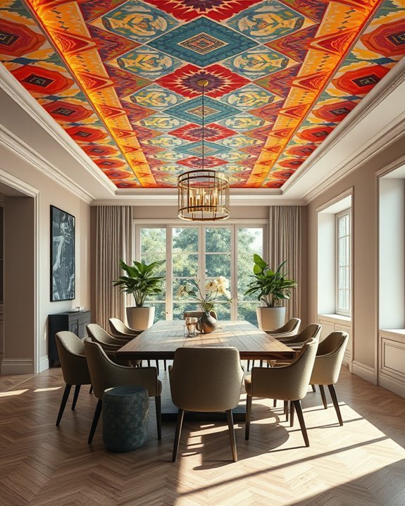 bold wallpaper ceiling designs