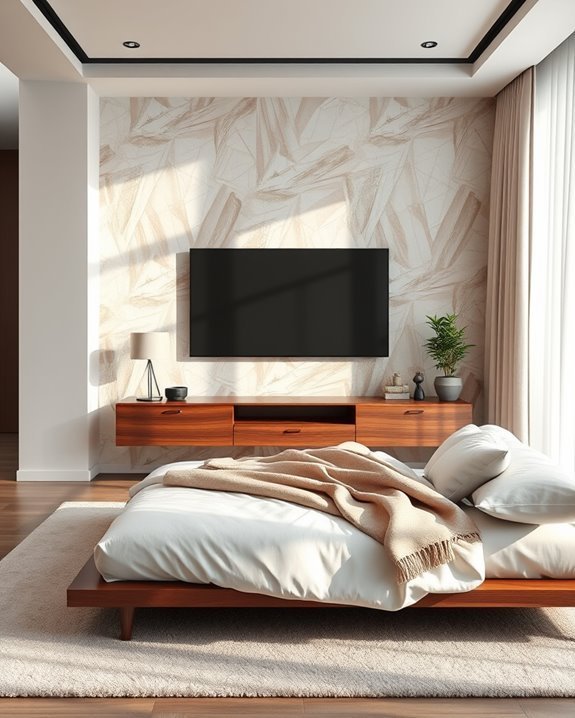 bold wallpapered tv backdrop