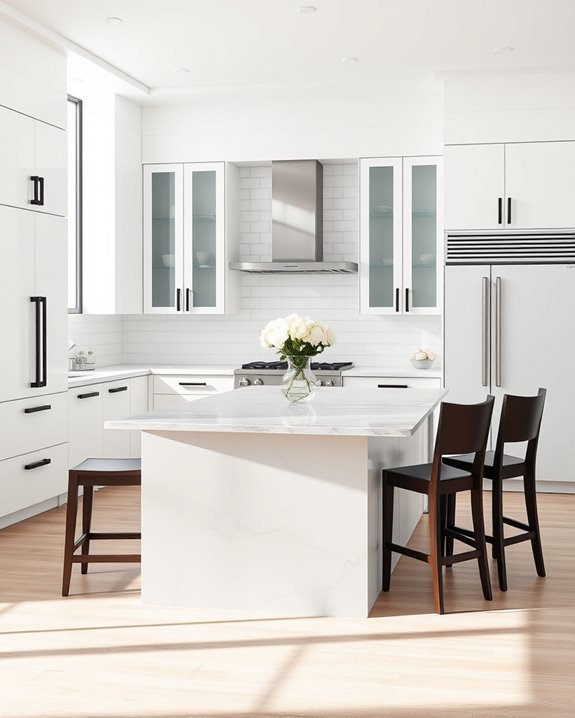 bold white cabinets contrast