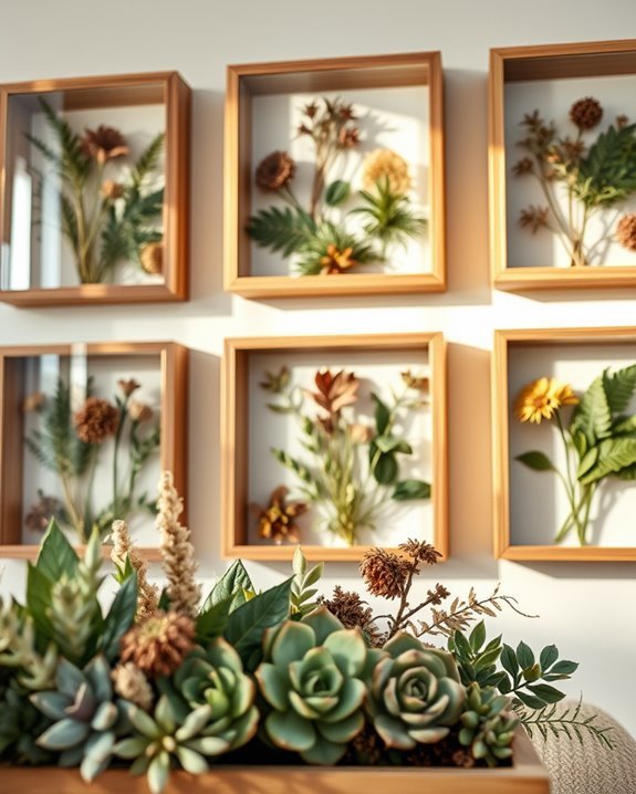 botanical art shadow boxes