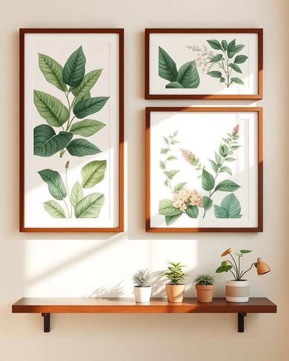 botanical prints enhance decor