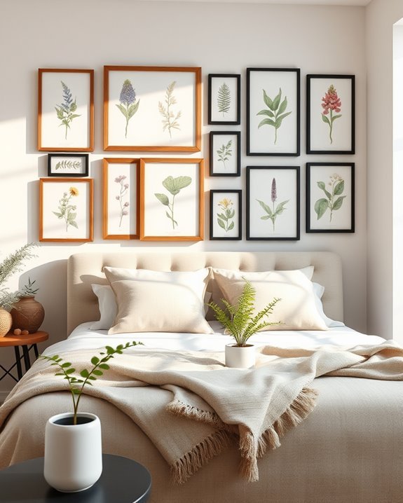 botanical themed gallery wall